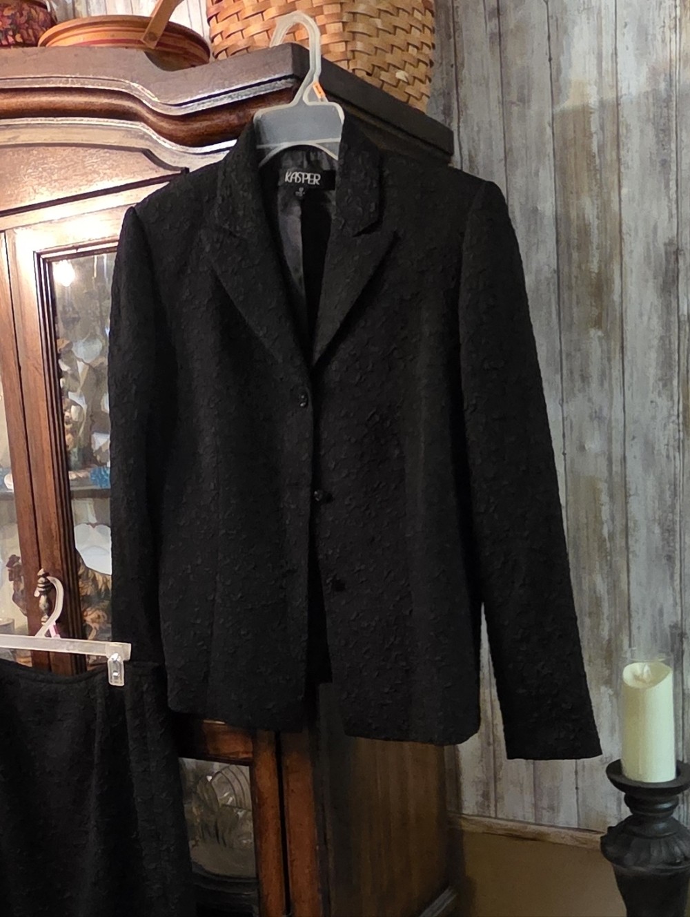 Kasper Women's Black Textured Suit (12) - Picture 3 of 7